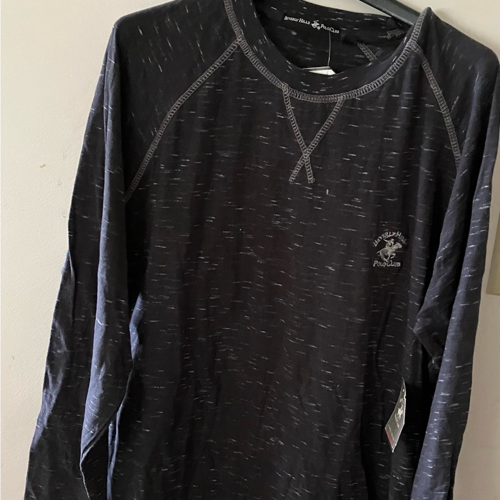 Men's Black Long Sleeve Shirt Beverly Size Large Beverly Hills Polo Club